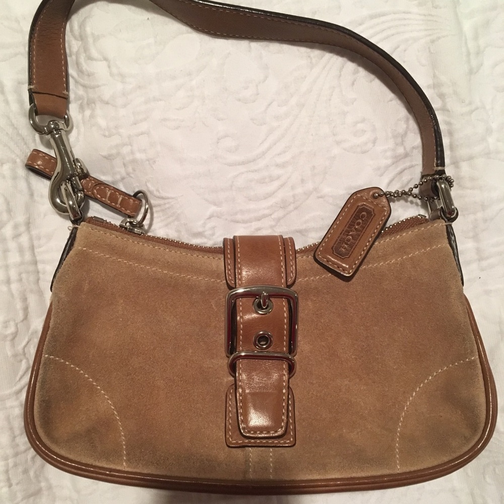Coach Brown/Tan Suede and Leather Hobo